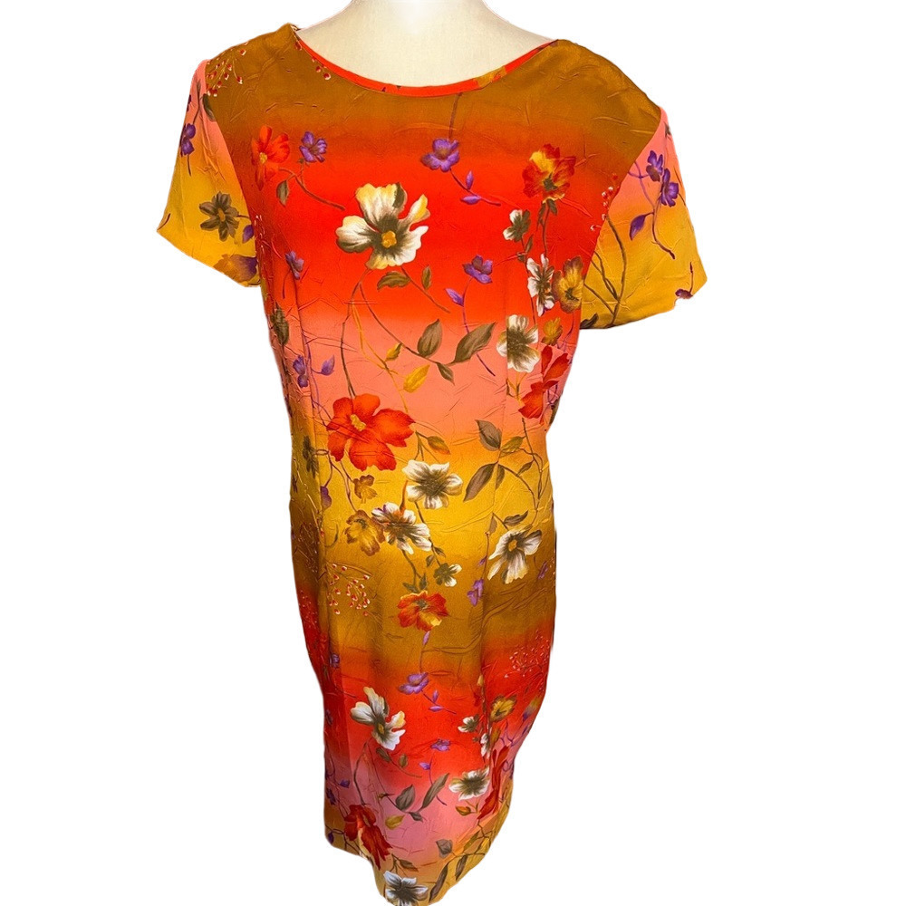 Vintage 80’s Floral Spring Summer Dress Size 16